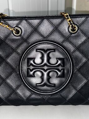 Authentic Tory Burch Fleming Quilted Leather Tote